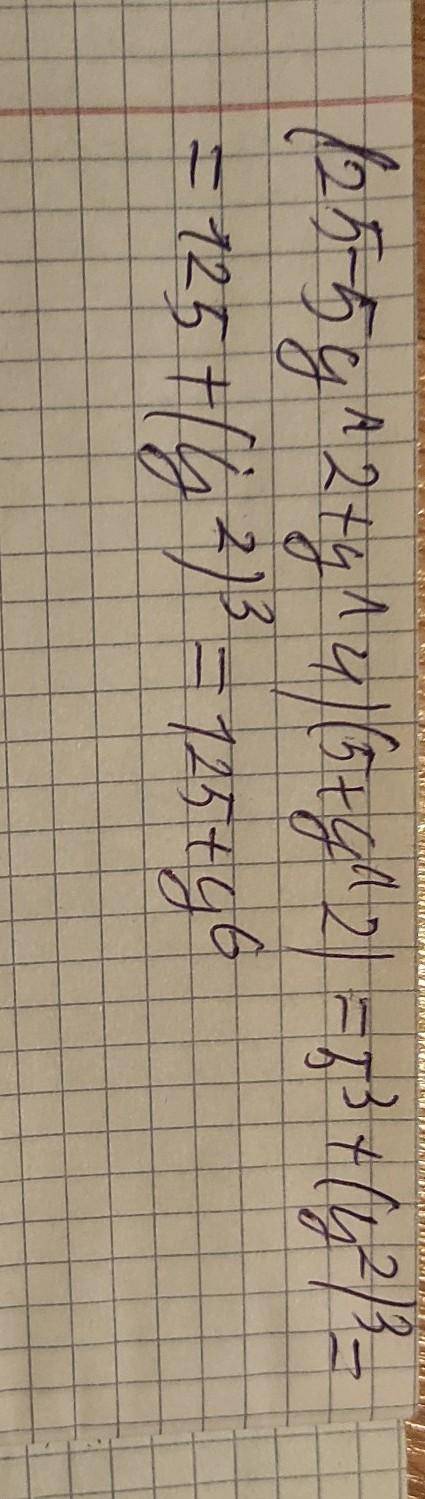 Представьте выражение в виде многочлена (25-5y^2+y^4)(5+y^2)