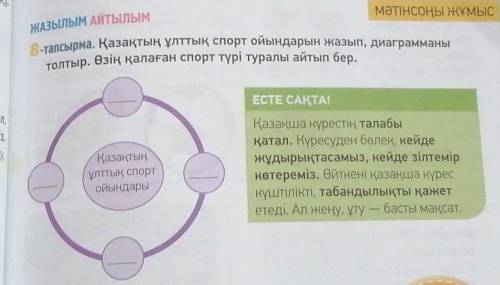 ЖАЗЫЛЫМ 3-тапсырма. Қазақтың ұлттық спорт ойындарын жазып, диаграмманытолтыр. Өзің қалаған спорт түр