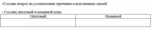 :(-Составь вопрос на установление причинно-следственных связей. - Составь цитатный и назывной план.