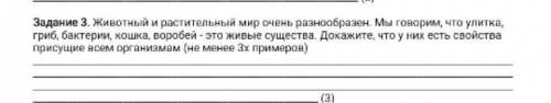 Задание 3. Животный и растительный мир очень разнообразен мы гонарим, чта улитка, гриб, бактерии, қо