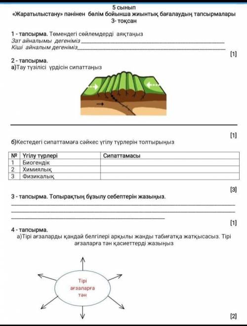 Жаратылыстану бжб 5 сынып 3 тоқсан​