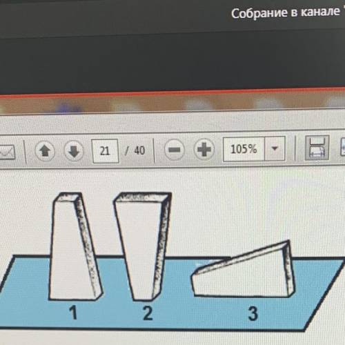 2. Выберите положення тела, в которых оно оказывает наибольшее и нанменьшее давление на поверхность.