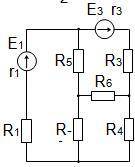 Для электрической схемы, и изображенной на рис. 5 написать систему уравнений для расчета неизвестных
