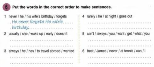 Put the words in the correct order to make sentences.​