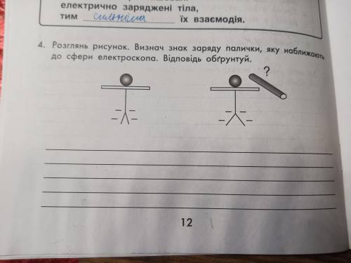 Визнач знак заряду палички,яку наближають до сфери електроскопа. Відповідь обґрунтуйте