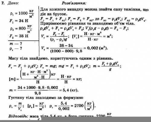Якщо підвішений до динамометра брусок занурюють у воду, ди- намометр показує 34 H, а якщо цей брусок
