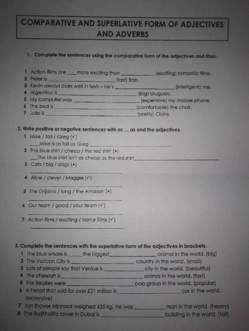 COMPARATIVE AND SUPERLATIVE FORM OF ADJECTIVES AND ADVERBS !