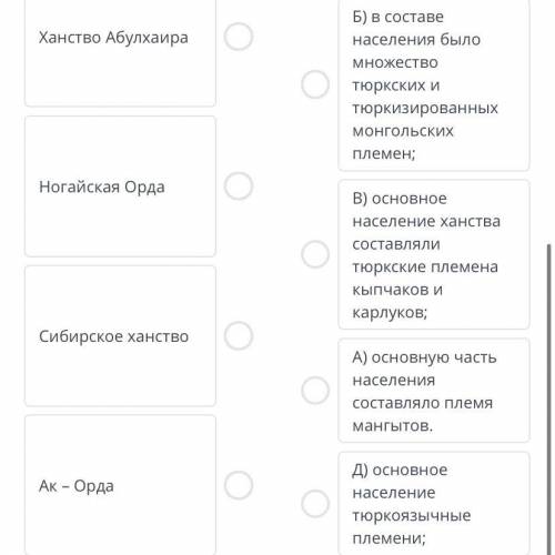 Соотнесите государства с его этнической основой. Количество связей: 5 Г) государство было населено т