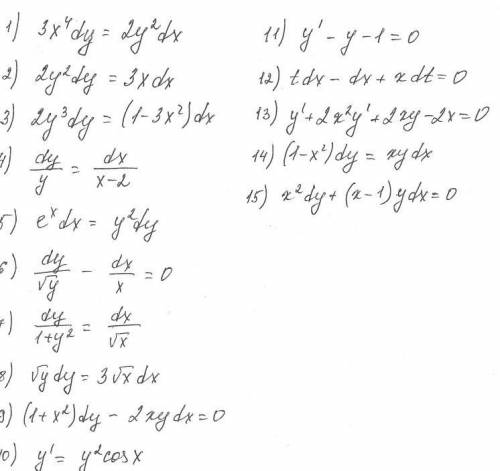 нужны все примеры, где 16 примеров это сложная производная, остальное ДУ с разделяющимися переменным