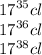 {17}^{35} cl \\ {17}^{36} cl \\ {17}^{38} cl