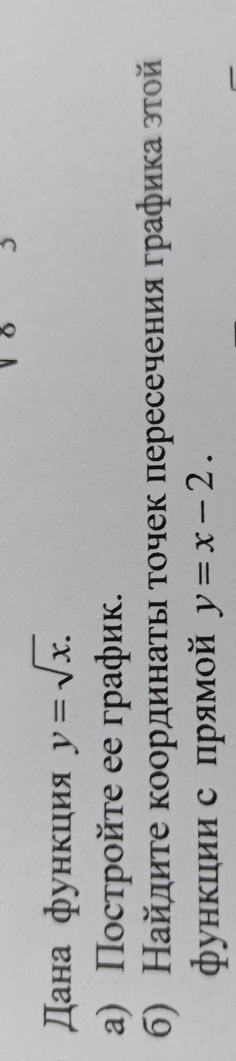 дана функция y=√x постройте ее график и найдите координаты точек пересечения графика этой фукции с п