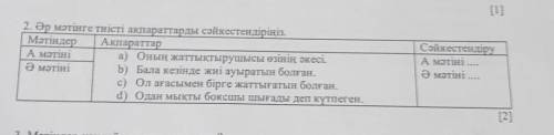 2. Әр мәтінге тиісті ақпараттарды сәйкестендіріңіз. МәтіндерАқпараттарA morinа) Оның жаттықтырушысы