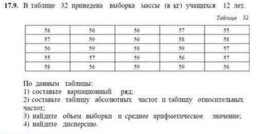 В таблице 32 приведена выборка массы в кг учащихся 12 лет ​