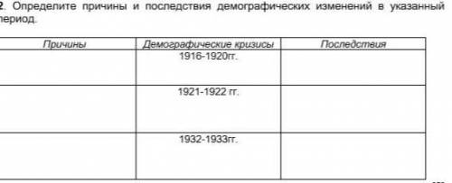 . 2. Определите причины и последствия демографических изменений в указанныйпериод.ПричиныДемографиче