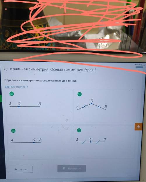 Та Центральная симметрия. Осевая симметрия. Урок 2Определи симметрично расположенные две точки.Верны