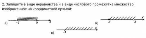 Запишите в виде неравенства и в виде числового промежутка множество, изображенное на координатной пр