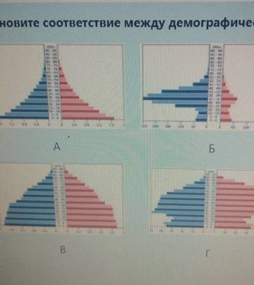 Установить соответствие между демографическими пирамидами и странами​