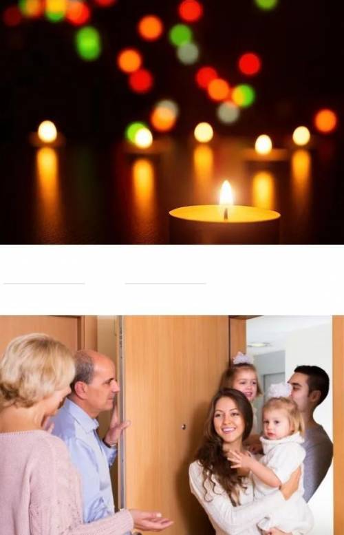 Look at the pictures and match the words to make expressions light gifts people pray visit exchange