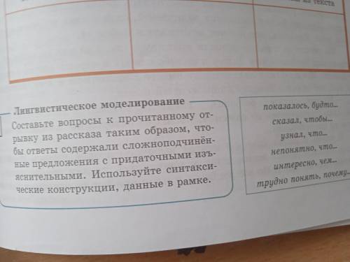 Лингвистическое моделирование 9 Составьте вопросы к прочитанному от- рывку из рассказа таким образом