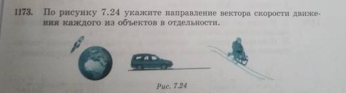 1173 По рисунку 7.24 укажите направление вектора скорости движениякаждого из объектов в отдельности.