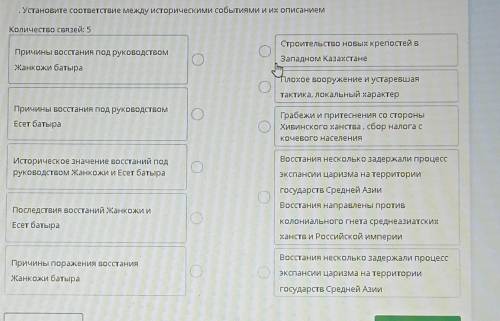 Установите соответствие между историческими событиями и их описание Количество связей: 5Причины восс
