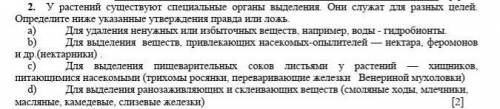 У растений существуют специальные органы выделения. Они служат для разных целей.  Определите ниже ук