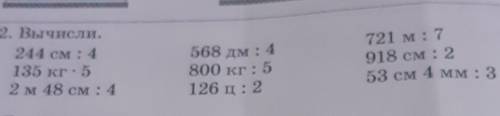 2. Вычисли. 244 см : 4135 кг. 52 м 48 см : 4568 дм : 4800 кг: 5126 :2721 м: 7918 см: 253 см 4 мм: 3​