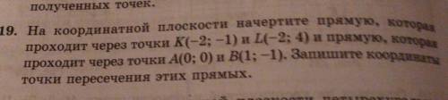 1119. На координатной плоскости начертите прямую, которая проходит через точки К(-2; -1) и L(-2; 4)