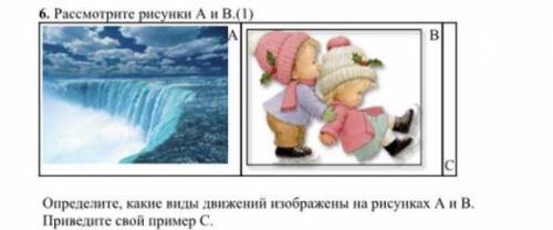 Рассмотрите рисунки A и В.Определите , какие виды движений изображены на рисунках А и В. Приведите с