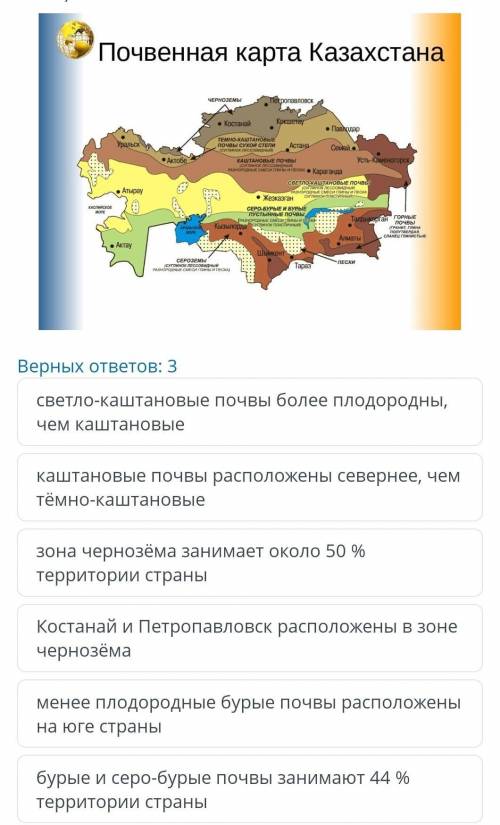 Определите веные утверждения по распространению типов почв в Казахстане У МЕНЯ СОЧ ​