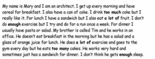 Mary has for breakfast a big sandwich. TRUE/FALSE 2. She likes to drink tea. TRUE/FALSE3. Mary's bro