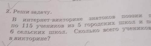 Знатоков поэзии 2. Реши задачу.приняли участиеВ интернет-викторинепо 115 учеников из 5 городских шко