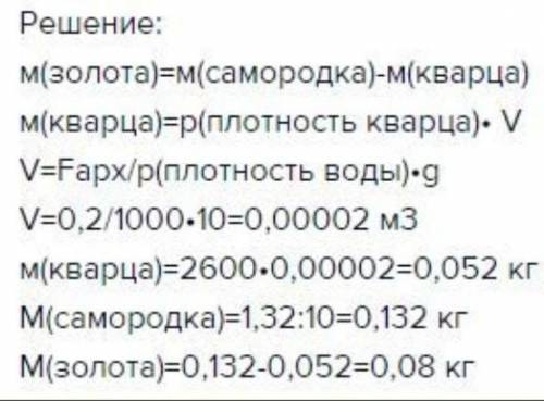 самородок золота погружён в воду ту выталкивающая сила оказалась равной 02 H сколько золота содержит