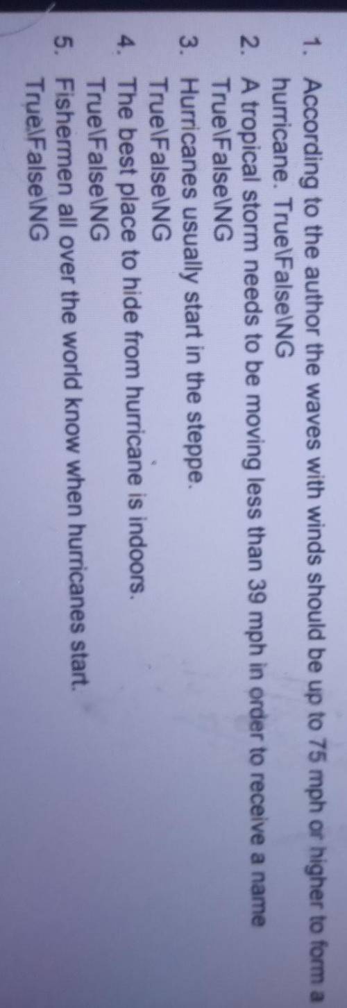 Task 1. Read the text and make tasks. Write if sentences are True, False or Not Given. Hurricanes Ha