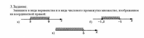 Запишите в виде неравенства и в виде числового промежутка множество, изображенное на координатной пр