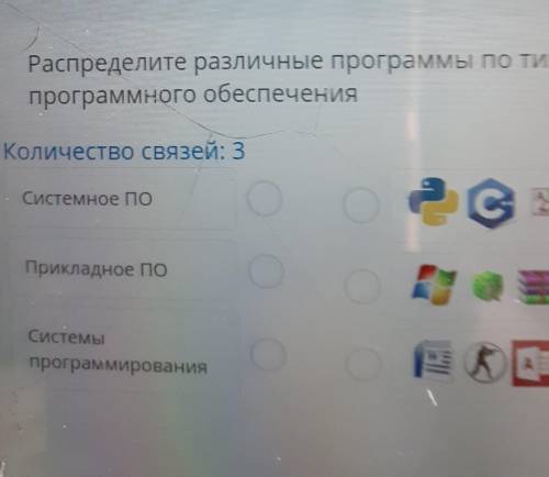 Распределите различные программы по типам программного обеспеченияКоличество связей: 3Системное поСА