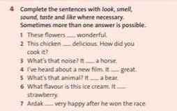 Complete the sentences with look, smell, sound, taste and like where necessary. Sometimes more than