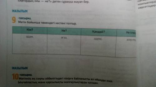 9 тапсырма Кім? не? Қандай? Не істейді?