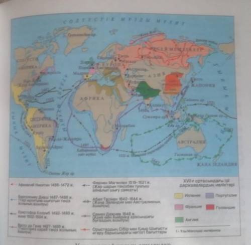 6. 113-беттегі картаны пайдалана отырып, маңызды саяхаттар мен гео- графиялық ашылулардың хронология
