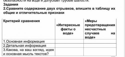 Задания 2.Сравните содержание двух отрывков, впишите в таблицу ихобщие и отличительные признаки​