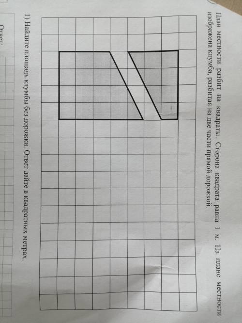 План местности разбит на квадраты. Сторона квадрата равна 1 м. На плане местности изображена клуба,