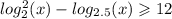 log ^{2} _{2}(x) - log_{2.5}(x) \geqslant 12