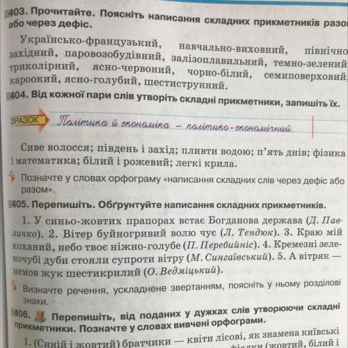 Упражнение 403. Поясніть написання складних прикметників разом, або через дефіс