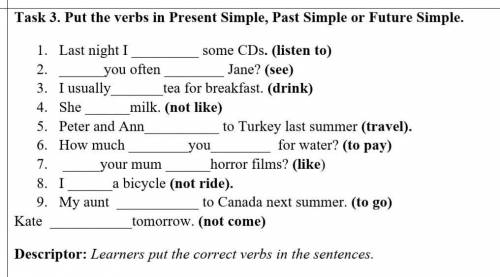 (Нelp)--> Put the verbs in Present Simple, Past Simple or Future Simple.​