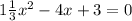 1 \frac{1}{3} {x}^{2} - 4x + 3 = 0