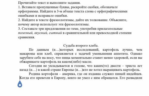 Прочитайте текст и выполните задания. 1. Вставьте пропущенные буквы, раскройте скобки, обозначьте ор