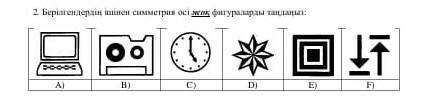 Берилгендердин ишинен симметрия оси ЖОҚ фигураларды танданыз. ТЖБ ​