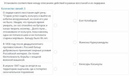 Установите соответсвие между описанием действий в рамках восстаний их лидерами