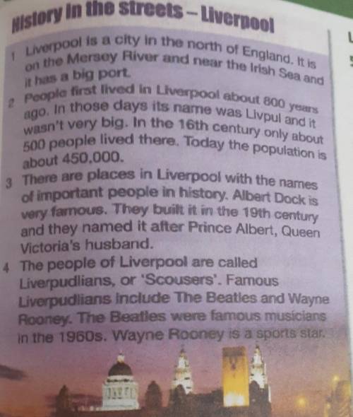 2 Read the model text again and answer the questions.1 What river is Liverpool on?2 What was Liverpo