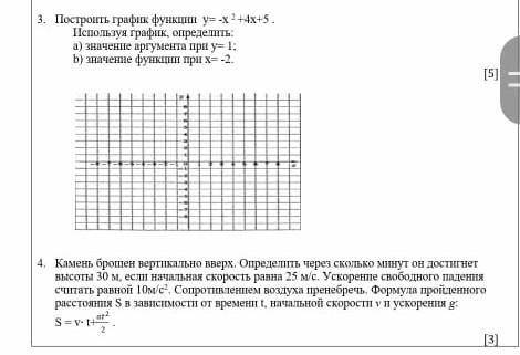 3. построить график функции y=-x²+4x+5. Используя график определить a)значение аргумента при y=1 b)з